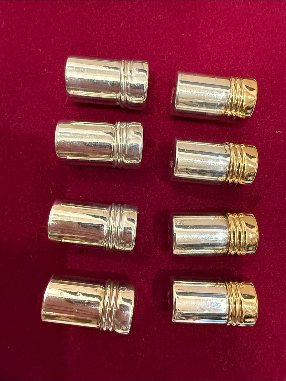 Tiffany & Co. Gold and Sterling Silver Cylindrical miniSalt & Pepper Shakers Set